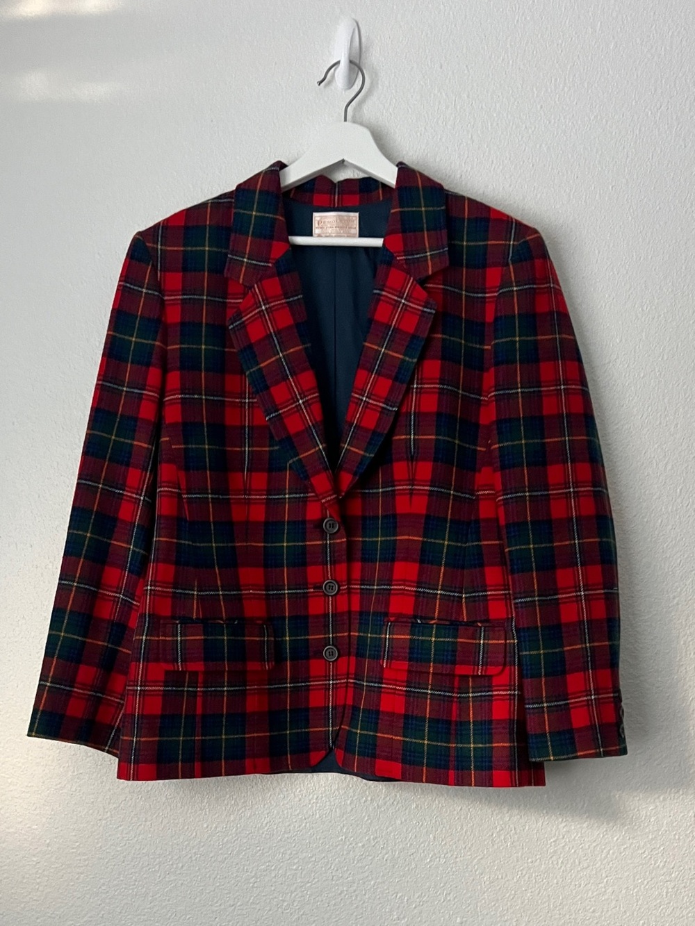 Vintage 70s Pendleton Pure Virgin Wool MacInnes Plaid Blazer 12 USA Made
